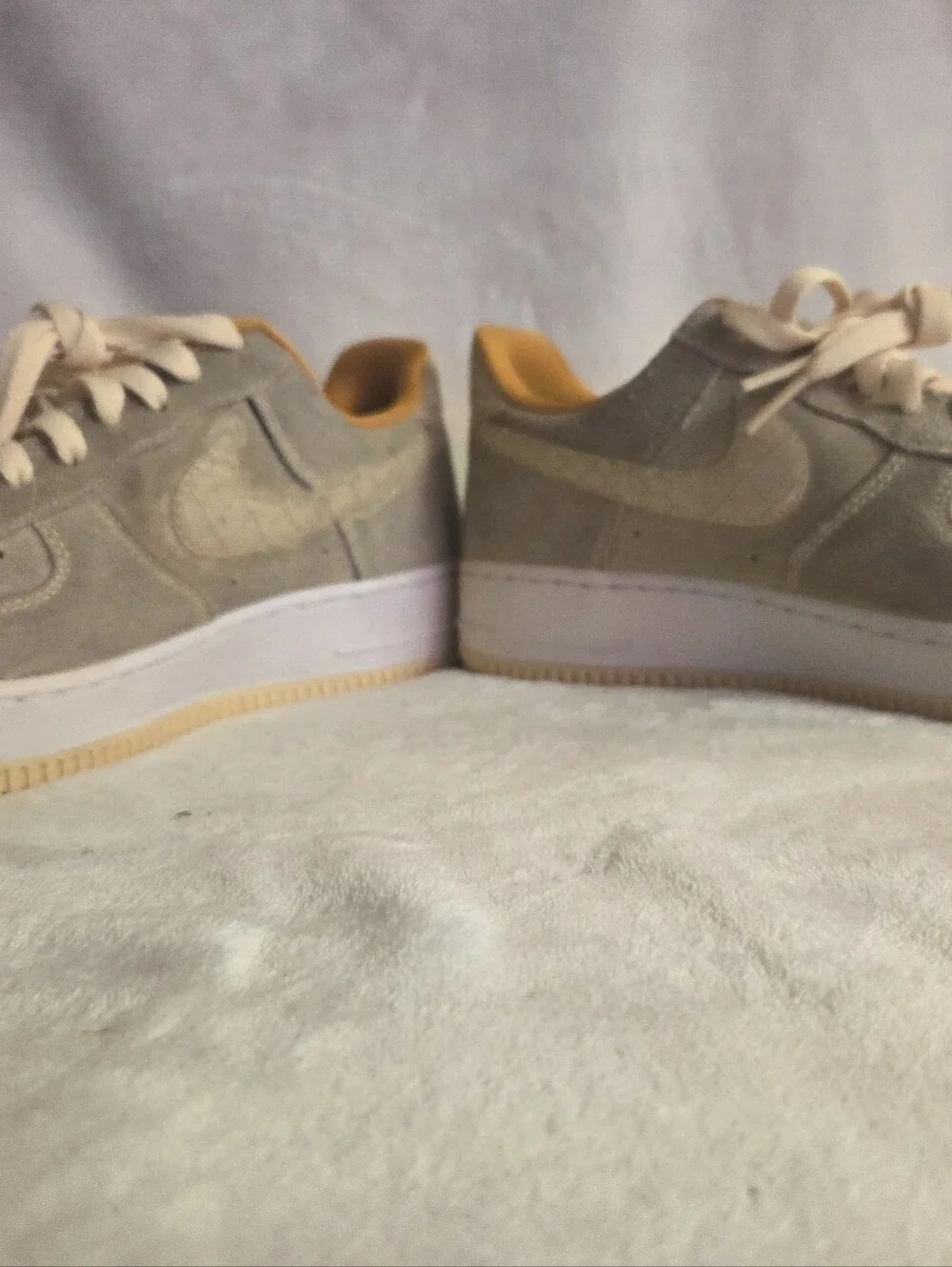 Nike Suede Low-Top Sneakers in Light Green and Cream Yellow